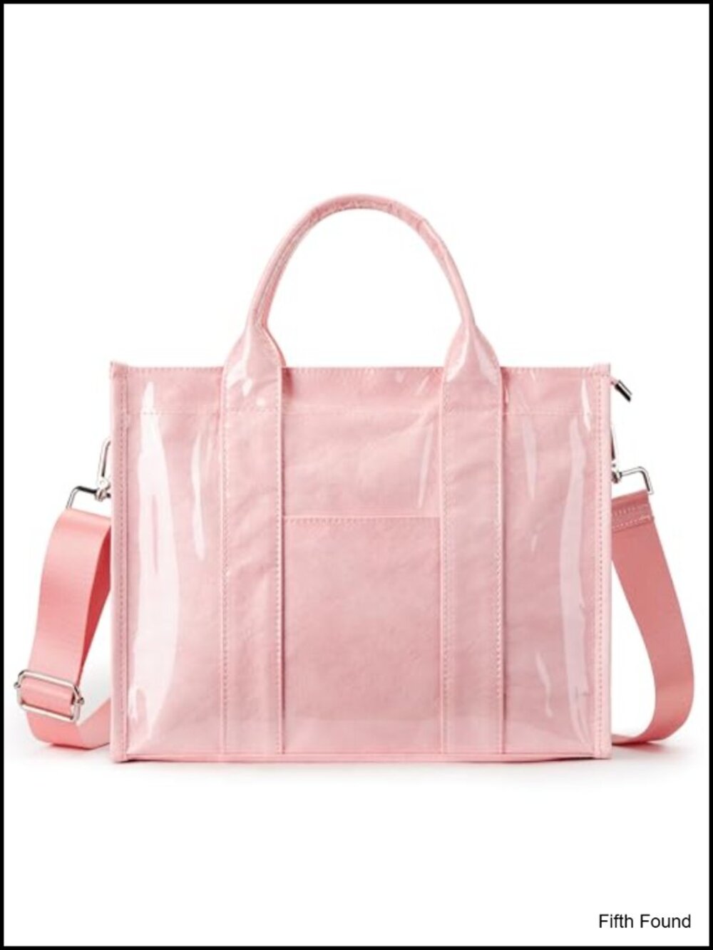 PVC Kraft Paper Tote Bag Large Zipper Shoulder Crossbody Handbag